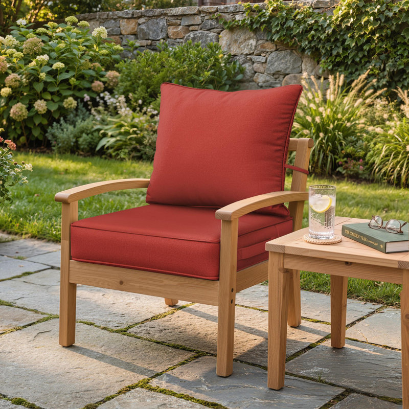22"W X 24"D Outdoor Deep Seat Cushion Set Outdoor Seat/Back Cushion, Terra Red