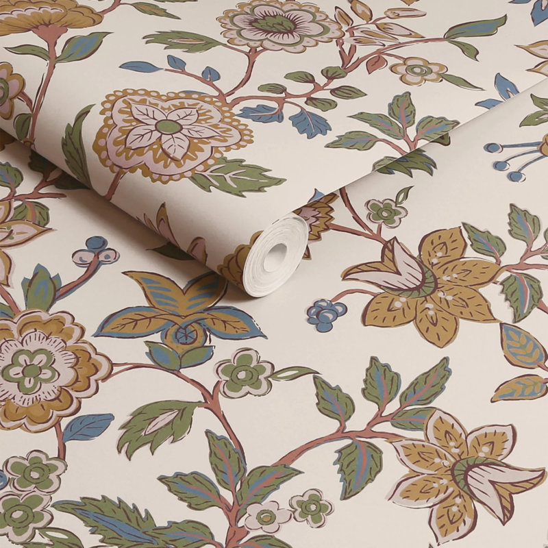 Joules Scot Floral Cream/Multi Floral 10m x 52cm Matte Wallpaper Roll