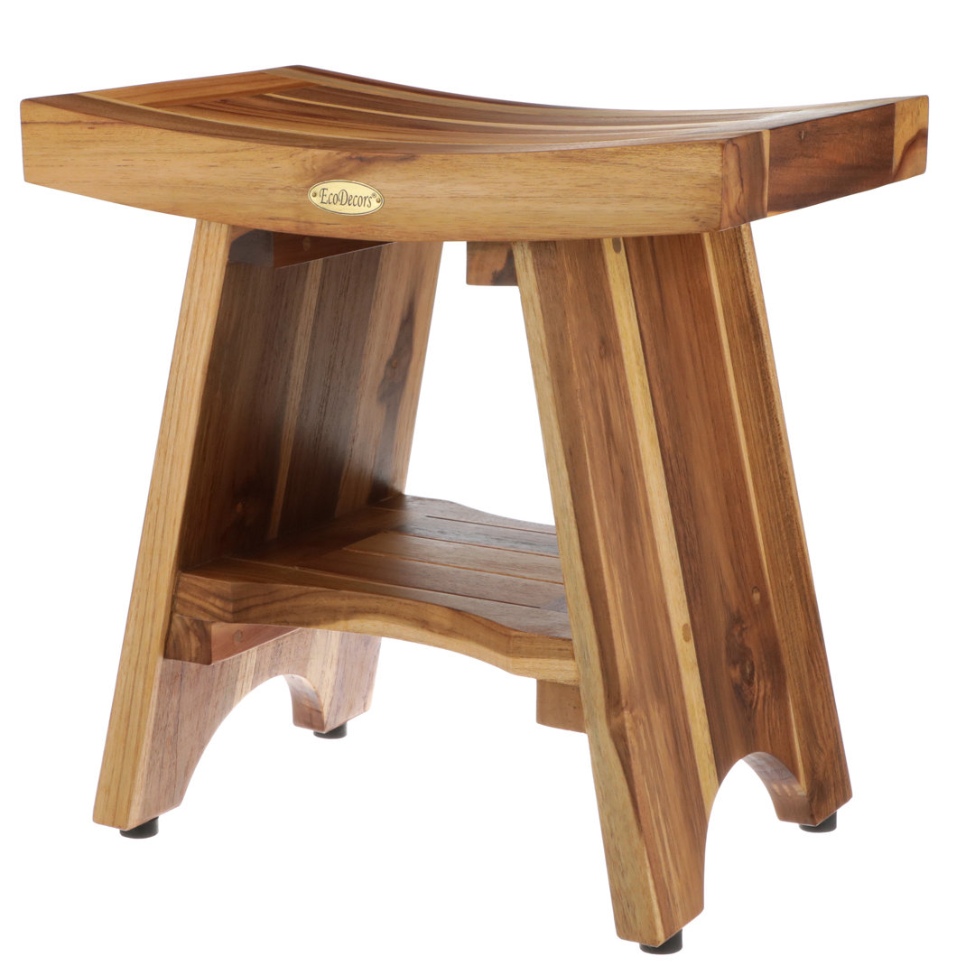 EcoDecors - Serenity, 18 Inch Wide - Teak Shower Bench - Bathroom Stool Seat - in Earthy Teak EcoDecors