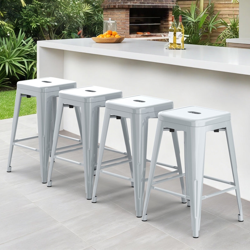 Tabouret de bar 24 po Kohki, Blanc, Set of 4