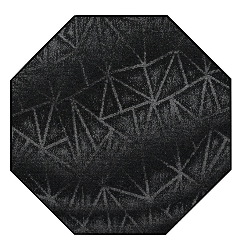 Tapis raffiné à imprimé raffiné noir, Octogone 12 pi