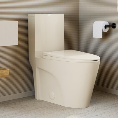 St. Tropez One Piece Elongated Toilet Side Flush 1.28 gpf with Black Hardware