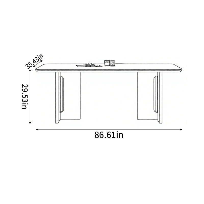 Table de salle à manger élégante et élégante, H 29,53 po x L 86,61 po x l 35,43 po
