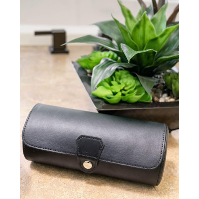 Organisateur de roulettes de voyage pour hommes | Vitrine de montre Vegan en similicuir | Présentoir, rangement et support pour montre | Boîtier de montre