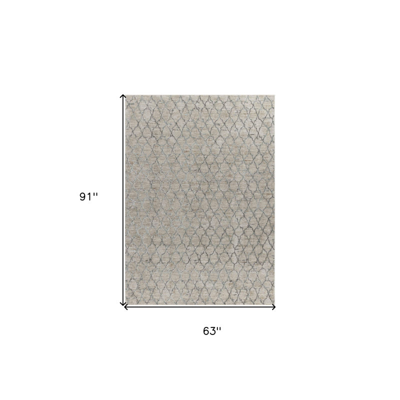 5' X 8' Beige Moroccan Stain Resistant Area Rug