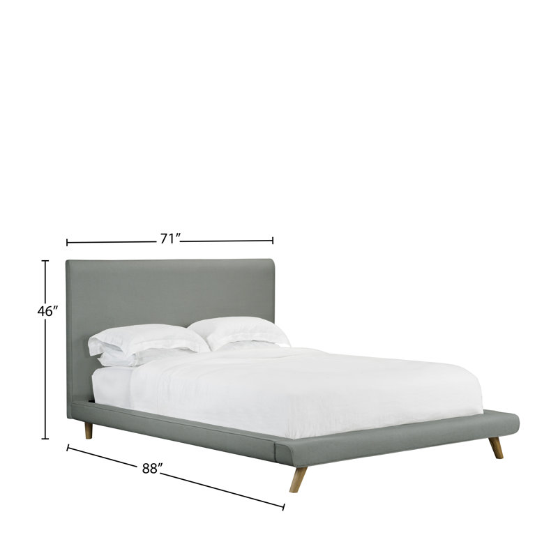 Lit plateforme en tissu d’ameublement, Grand, Frêne