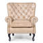 Genuine Leather Upholstered Armchair in Cream