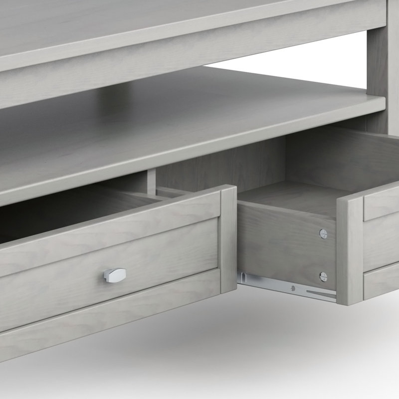 Fog Gray Solid Wood Coffee Table with Storage