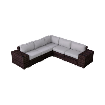 Moyeda Wicker Fully Assembled 4 - Person Seating Group with Cushions