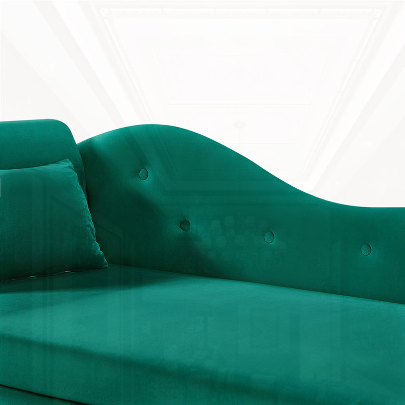 Chaise longue 60 po en velours à rangement multifonctionnel, Vert