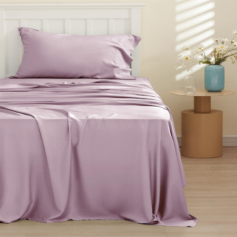 Essential Collection Cooling Rayon Derived from Bamboo Sheet Set, Lavender, Twin XL Sheet Set with 1 Pillowcase