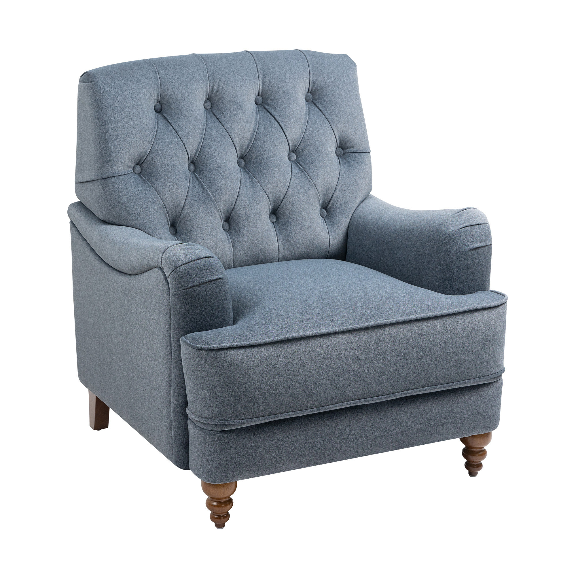 Light blue chair online and ottoman