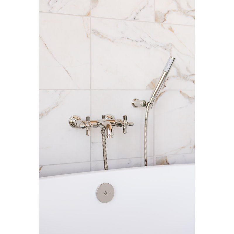 San Giovanni Exposed Wall Mount Tub Filler, Polished Nickel
