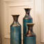 Vases et bocaux combinant 20,4 po et métal bleu turquoise avec ensemble de 3 et finition riche bleu brûlé