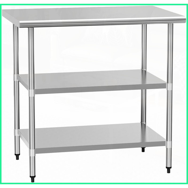 Stainless Steel Work Table 24x36 with 2 Shelves, NSF Certified for Kitchen/Garage, Easy Assembly &amp; Durable