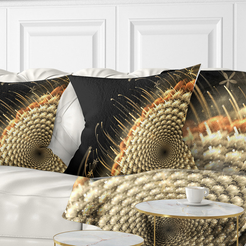 Motif de fleur brune fractale - coussin imprimé floral, 18 po x 18 po, Coussin décoratif