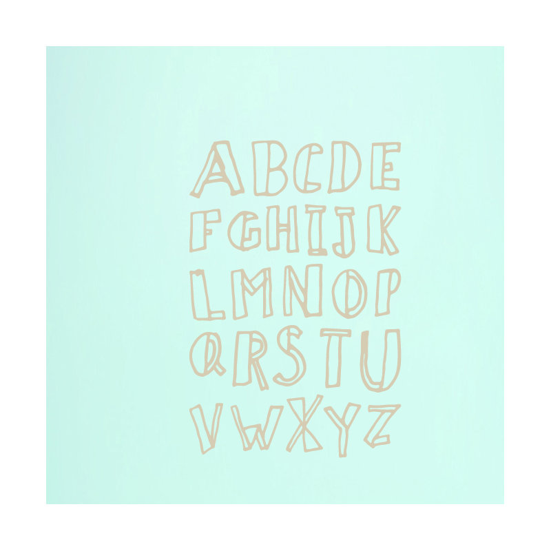 Décalcomanie murale alphabet doodle, Beige