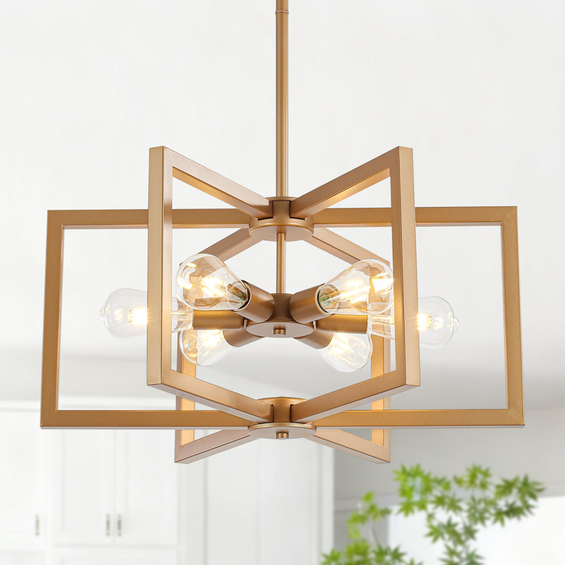 6 - Light 22.83'' Modern Industrial Large Geometric Square / Rectangle Chandeliers For Bedroom,living Room,foyer,entryway,hallway