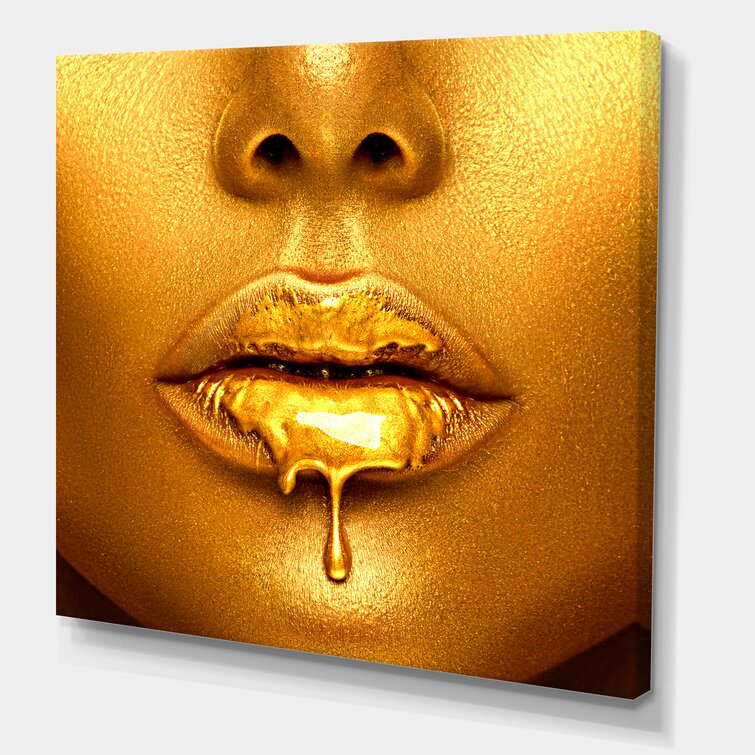 Sexy Woman From international Print Wayfair Paint Drips | Canvas On Bless Reviews Framed Gold & Lips