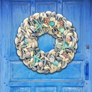 Beach Wreath with Nautical Balls 24 inches Indoor/Outdoor Handmade Deco Mesh
