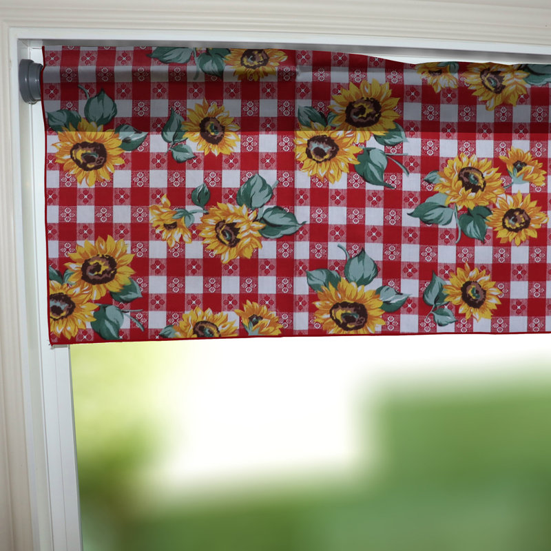 Cantonnière à imprimé tournesols, L 58 po x L 28 po, Rouge taverne