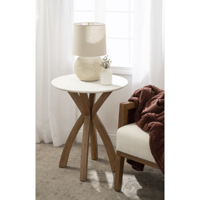 Round Solid Wood End Table