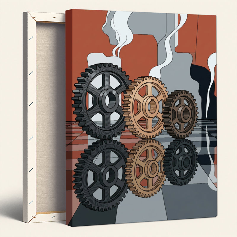 Ensemble de 1 tableau sur toile représentant un mécanisme d'engrenage, 30"H x 20"W, Wrapped Canvas