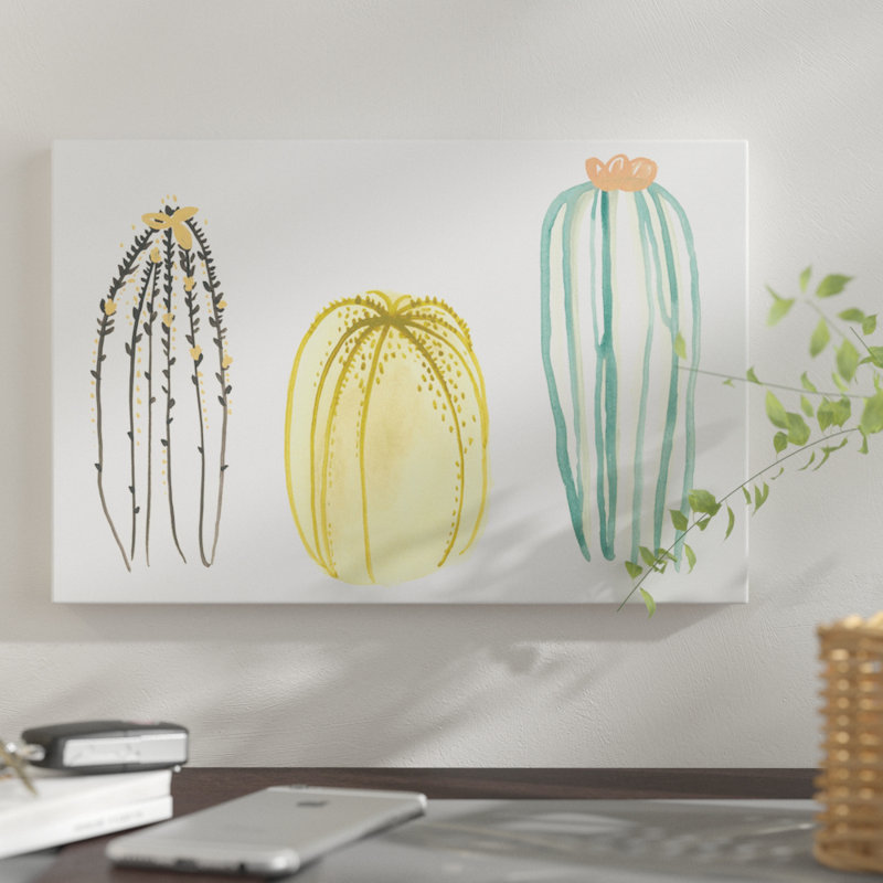 «Funky Succulents III», reproduction d'impression sur toile tendue, H 18 po x l 26 po x P 1,5 po, Pas de tapis, Toile tendue