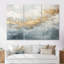 Beige, bleu, or, océan, tempête V, ensemble d'art mural sur toile à formes abstraites-107765868-107765866