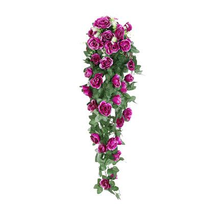  Ensemble de 2 fleurs artificielles en fausse soie, paquet de 2, guirlande de roses artificielles roses de 36 pouces, guirlande de fleurs suspendues, décoration de fête de mariage