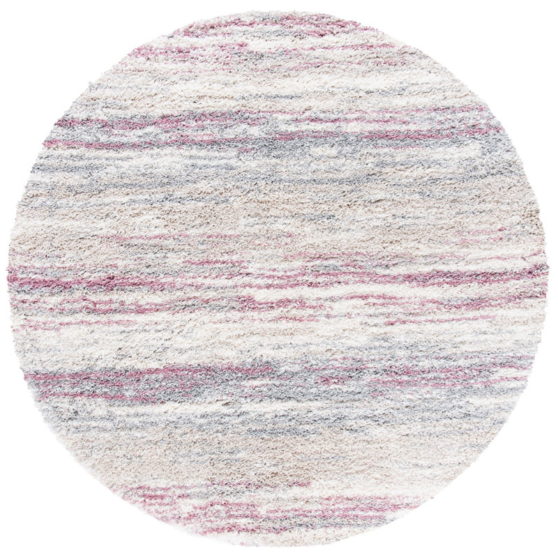 Alexys Abstract Ivory/Pink Area Rug, Round 6'7"