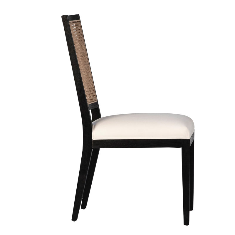 Norton Oak with Rattan Upholstered Dining Chair (Set of 2), Black