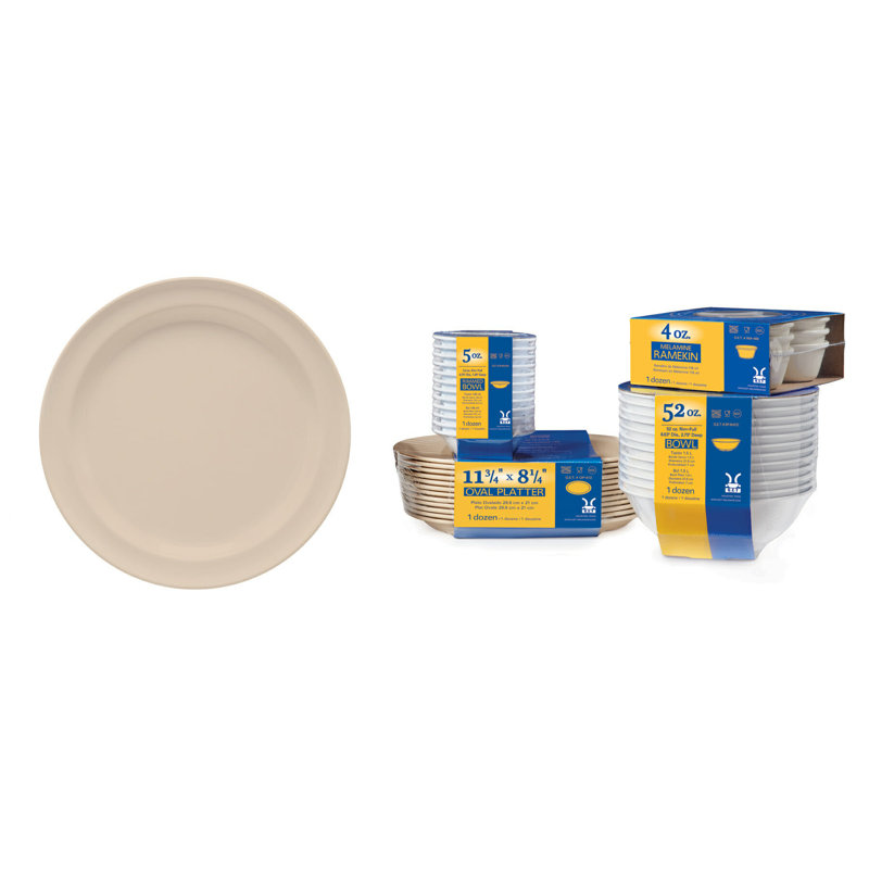 GET SP-DN-507-T Assiette à pain et à beurre ronde en mélamine résistante aux bris, 7,5 po (ensemble de 12), Tanné