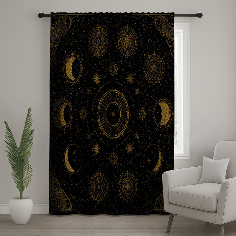 Rideaux célestes à motif de lune céleste, voilages et voilages occultants - 1 panneau, 50 po x 80 po - 1 panneau, Transparent