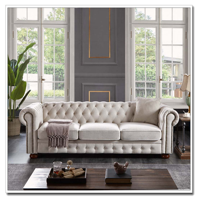 Canapé Chesterfield de salon, Beige