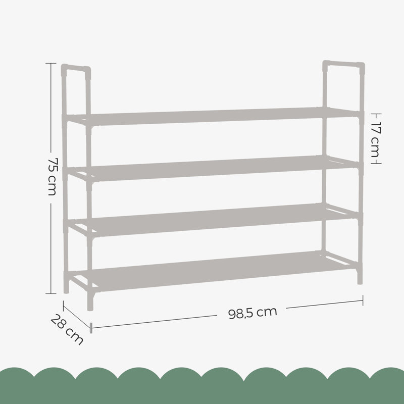 5-tier Shoe Rack, Black, 36.3" H x 38.8" W x 11" D