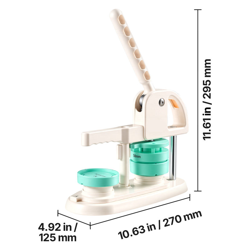 Button Maker Machine with Multiple Size Options (1"/1.25"/2.25"/3"), Quick-Switch Design, Includes 400 Button Components, Circle Cutter, and DIY Guidebook, Durable Handle for Crafting Badges and Pins