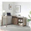 Bureau en forme de L Bureau de travail à domicile attaché crédence de rangement porte de grange coulissante finie à l'arrière réversible noisette-566400571
