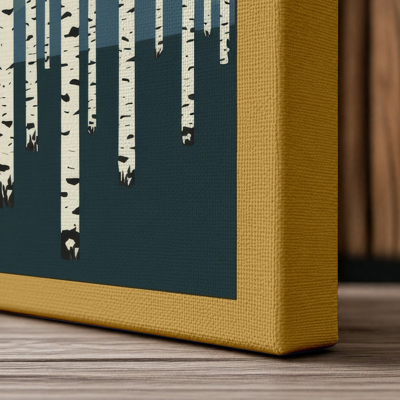 Birch Forest Minimalist - Wrapped Canvas, 18x12 - 45.7 x 30.5 cm, Ochre Border