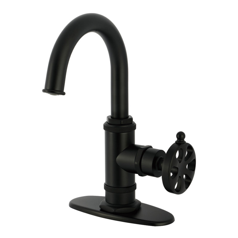 Kingston Brass Belknap Single-Handle 1-Hole Deck Mount Bathroom Faucet, Matte Black