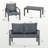 Steel Frame Patio Furniture Set with 2 Chairs 1 Loveseat & Tempered Glass Coffee Table - 4-Piece Outdoor Conversation Set with Teslin Cloth Cushions for Backyard Garden or Patio-101419785