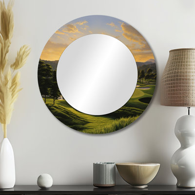 Golf Dawn on the Put I - Miroir mural décoratif rond moderne, impression métallique
