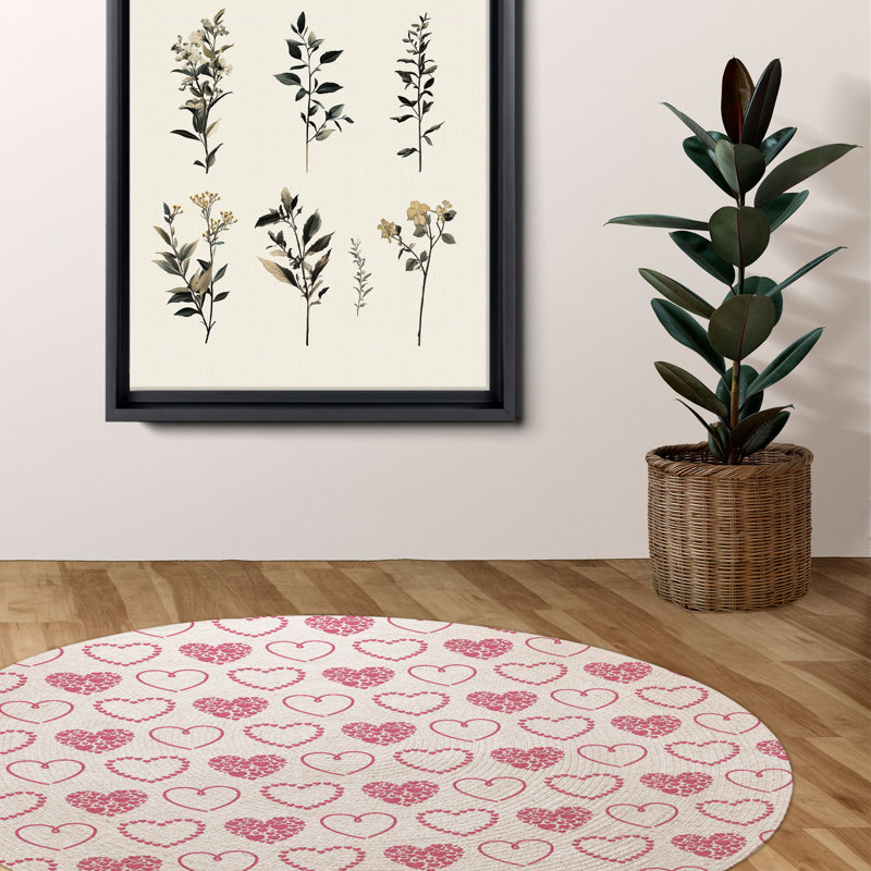 Tapis tressé Heartfelt Love Vibes, Rond 5 pi
