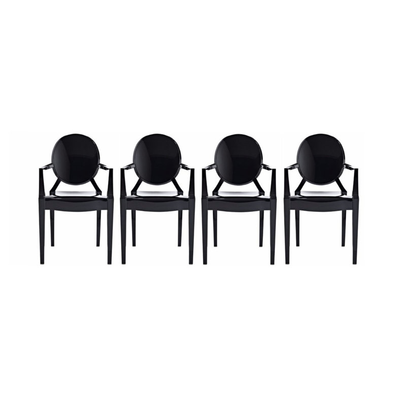 Amy 18'' H Stacking Armchair, Black