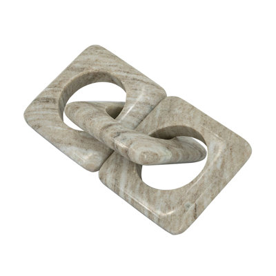 10X4" Decorative Marble Chain Sculpture With Natural Gray Finish