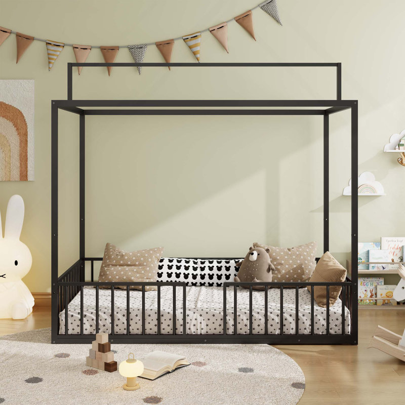Lit convertible en métal 3-en-1 Montessori, Twin, Black