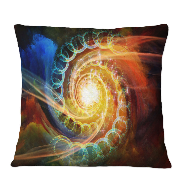 Fractal Spiral Of Vibrant Light - Coussin décoratif imprimé moderne, 18 po x 18 po