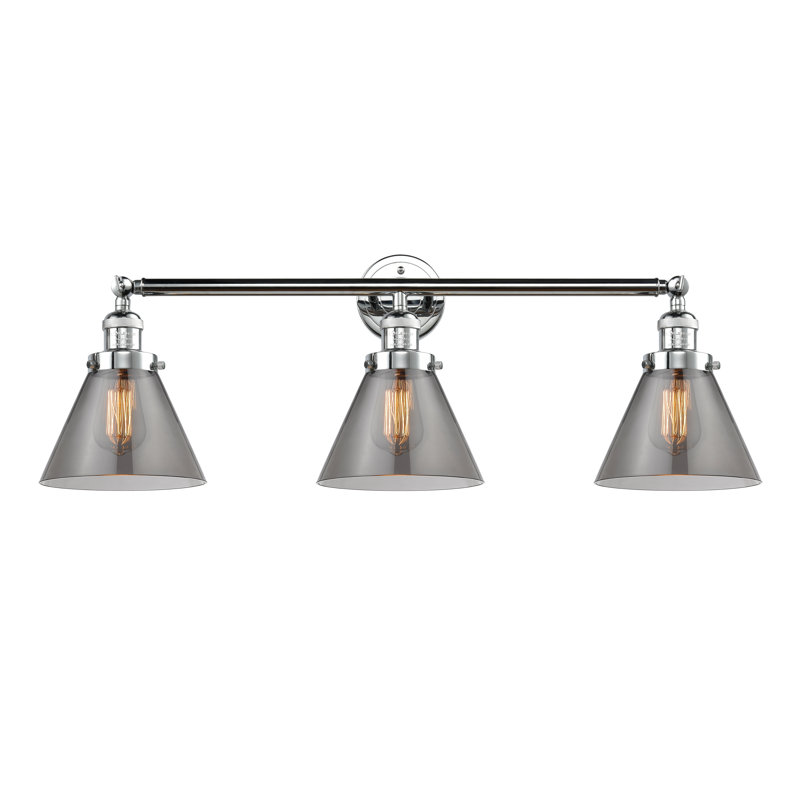 Sartain 3 - Light Dimmable Vanity Light, Smoked, Polished Chrome, 6 Watt Vinage LED Bulb