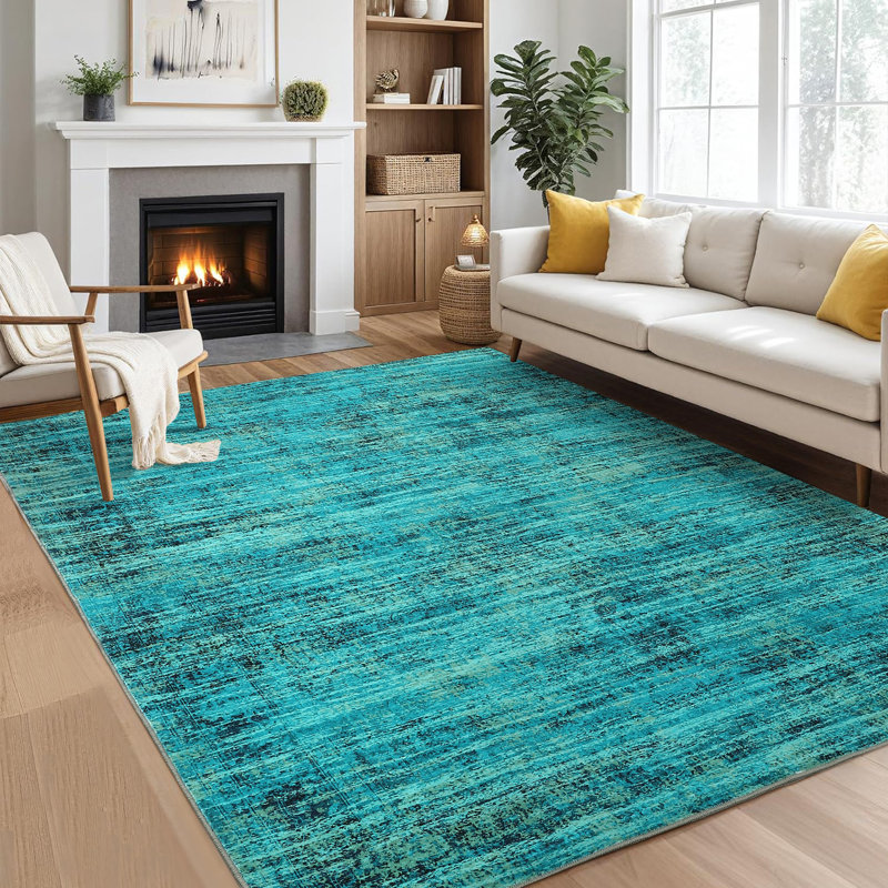 Tapis lavable à la machine avec envers en caoutchouc Edgardo, Rectangle 6 pi x 9 pi