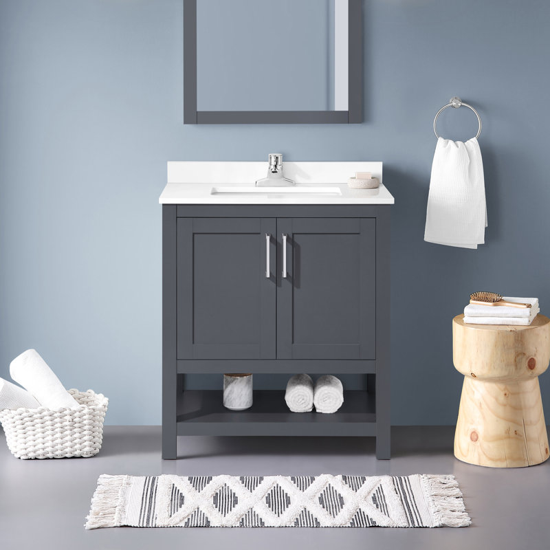 Ensemble de meuble-lavabo simple 30 po Sharol, Gris